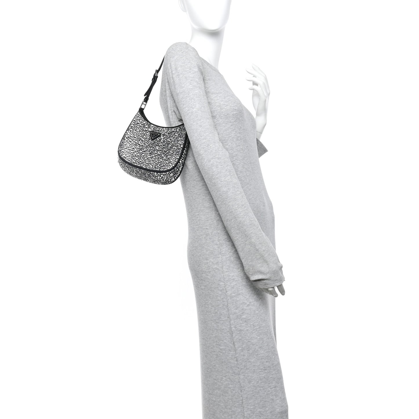 Satin Crystal Cleo Adjustable Strap Shoulder Bag Metal