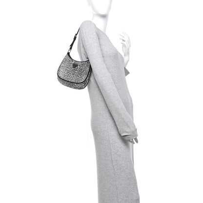 Prada Satin Crystal Cleo Adjustable Strap Shoulder Bag Metal 2 of 11