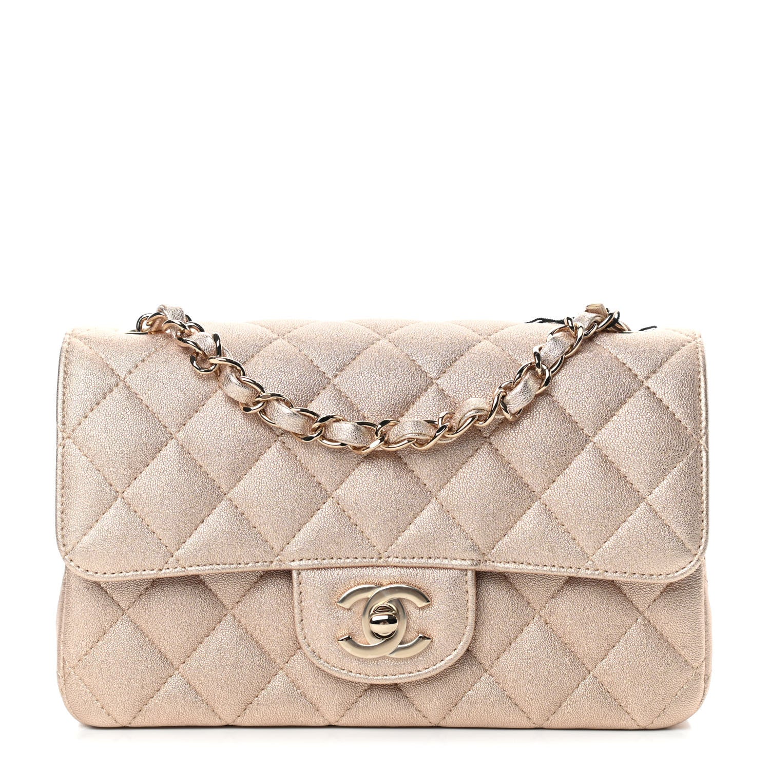 Chanel Metallic Lambskin Quilted Mini Rectangular Flap Gold 1 of 11