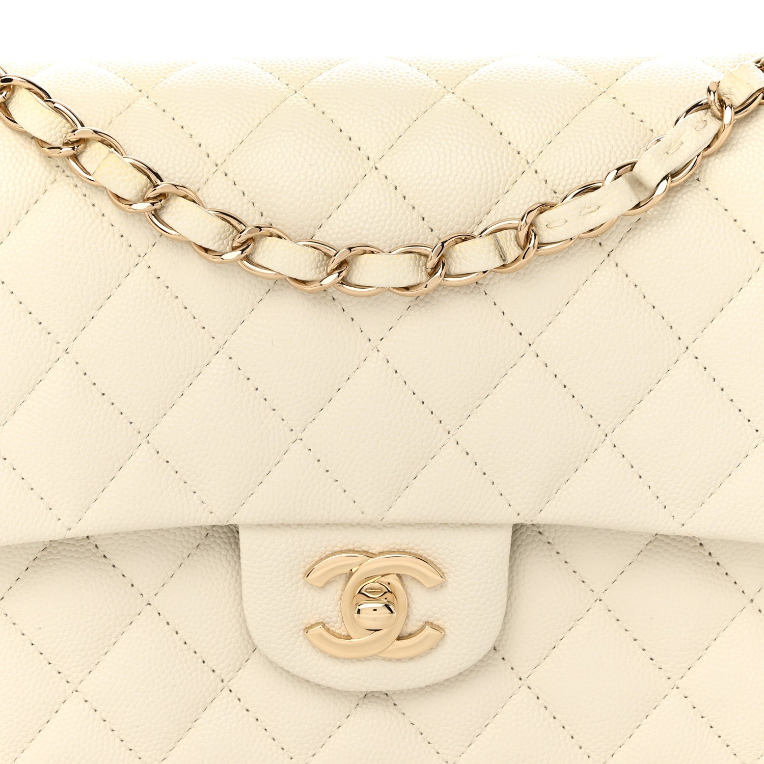 Chanel Caviar Quilted Medium Double Flap White 8 of 11