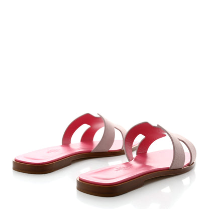 Hermes Suede Goatskin Oran Sandals 37 Rose Porcelaine 4 of 9
