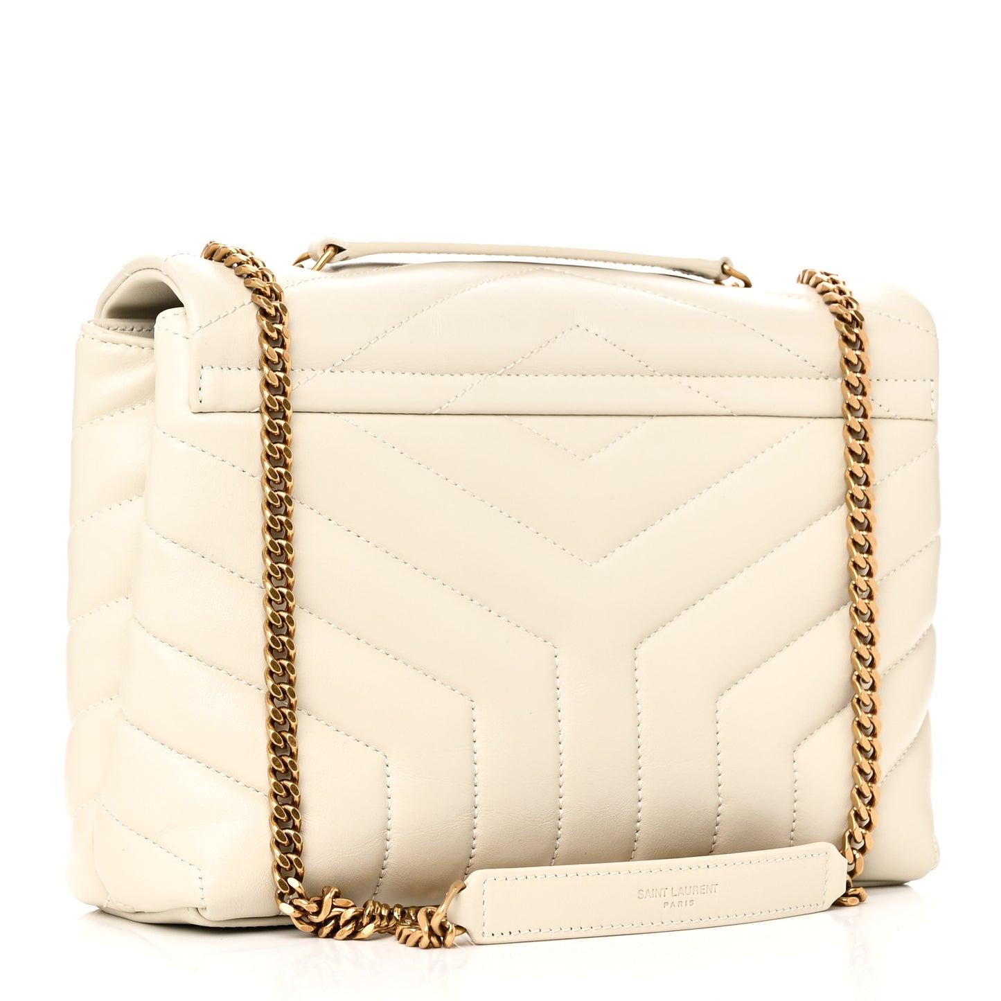 Calfskin Y Quilted Monogram Small Loulou Chain Satchel Crema Soft