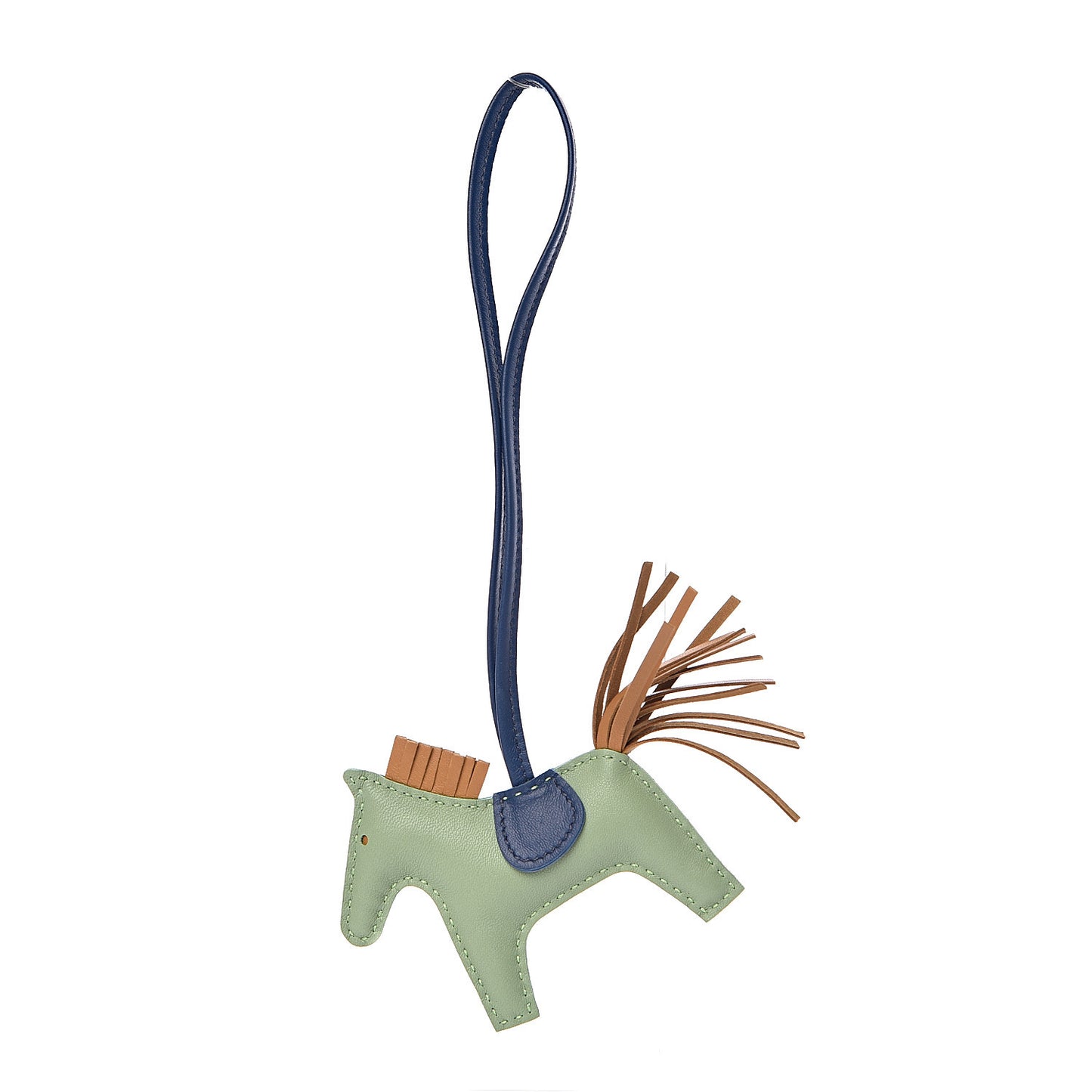 Milo Lambskin Grigri Rodeo Horse Bag Charm PM Vert Criquet Sesame Bleu de Malte