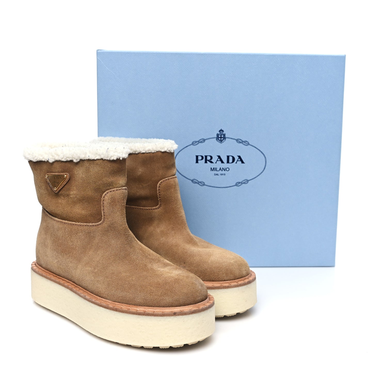 Suede Shearling Ankle Boots 37.5 Cannella