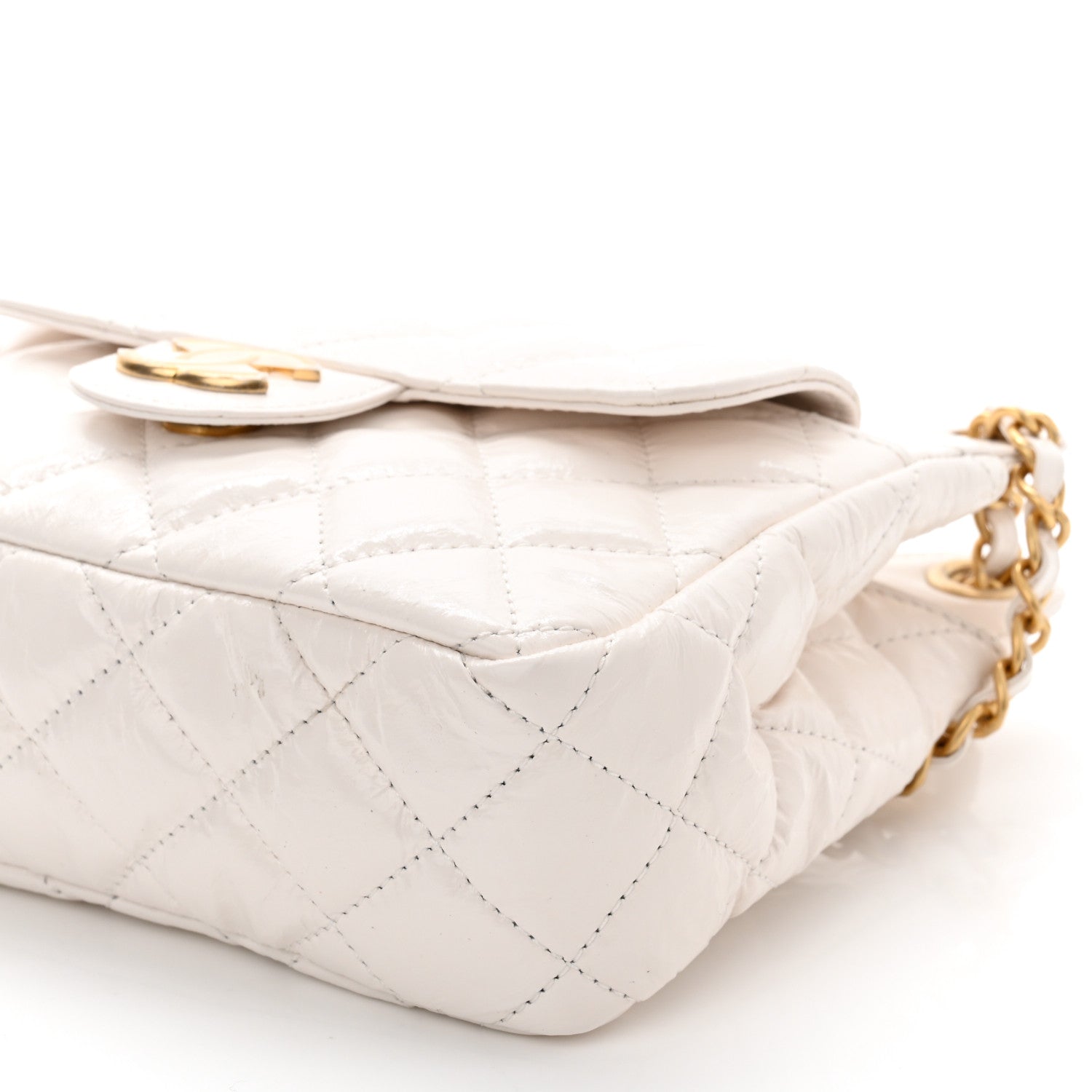 Chanel Shiny Crumpled Calfskin Quilted Small Wavy CC Hobo White 10 of 11