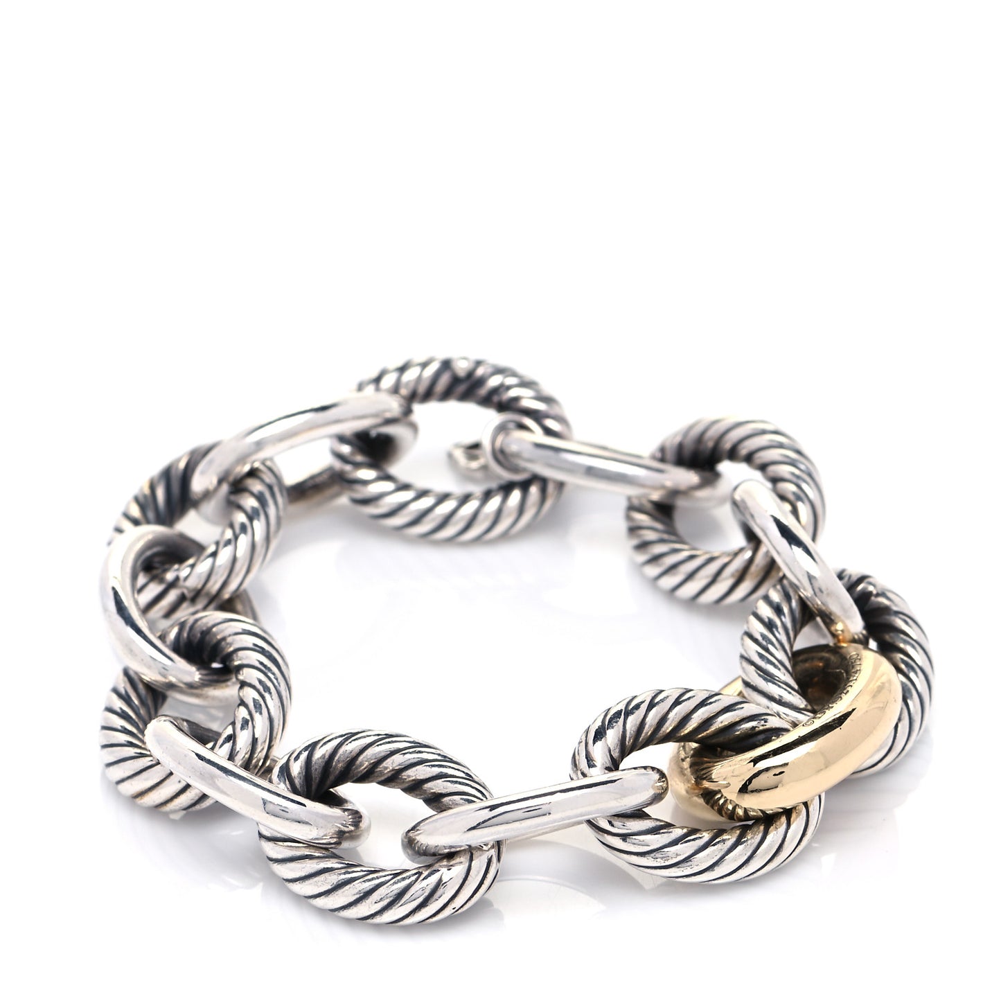Sterling Silver 18K Yellow Gold 19mm Extra Large Oval Link Bracelet