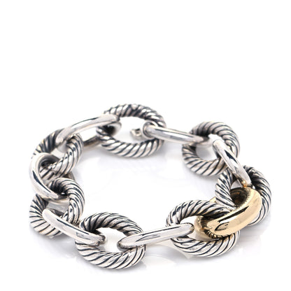 David Yurman Sterling Silver 18K Yellow Gold 19mm Extra Large Oval Link Bracelet 2 of 7