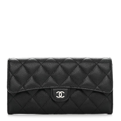 Chanel Caviar Quilted Large Gusset Flap Wallet Black 1 of 9