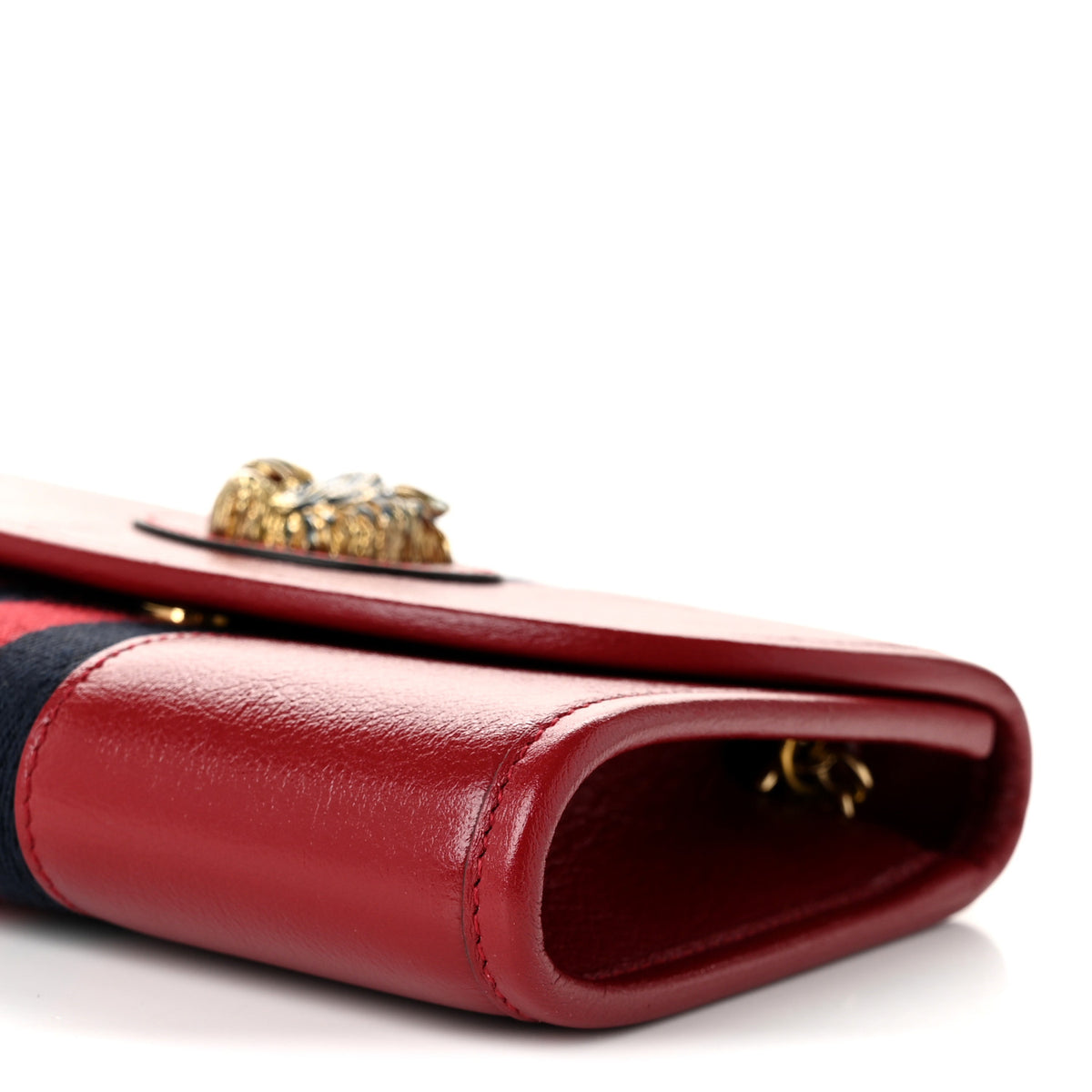 Textured Calfskin Web Mini Rajah Slim Flap Shoulder Bag Romantic Cherry