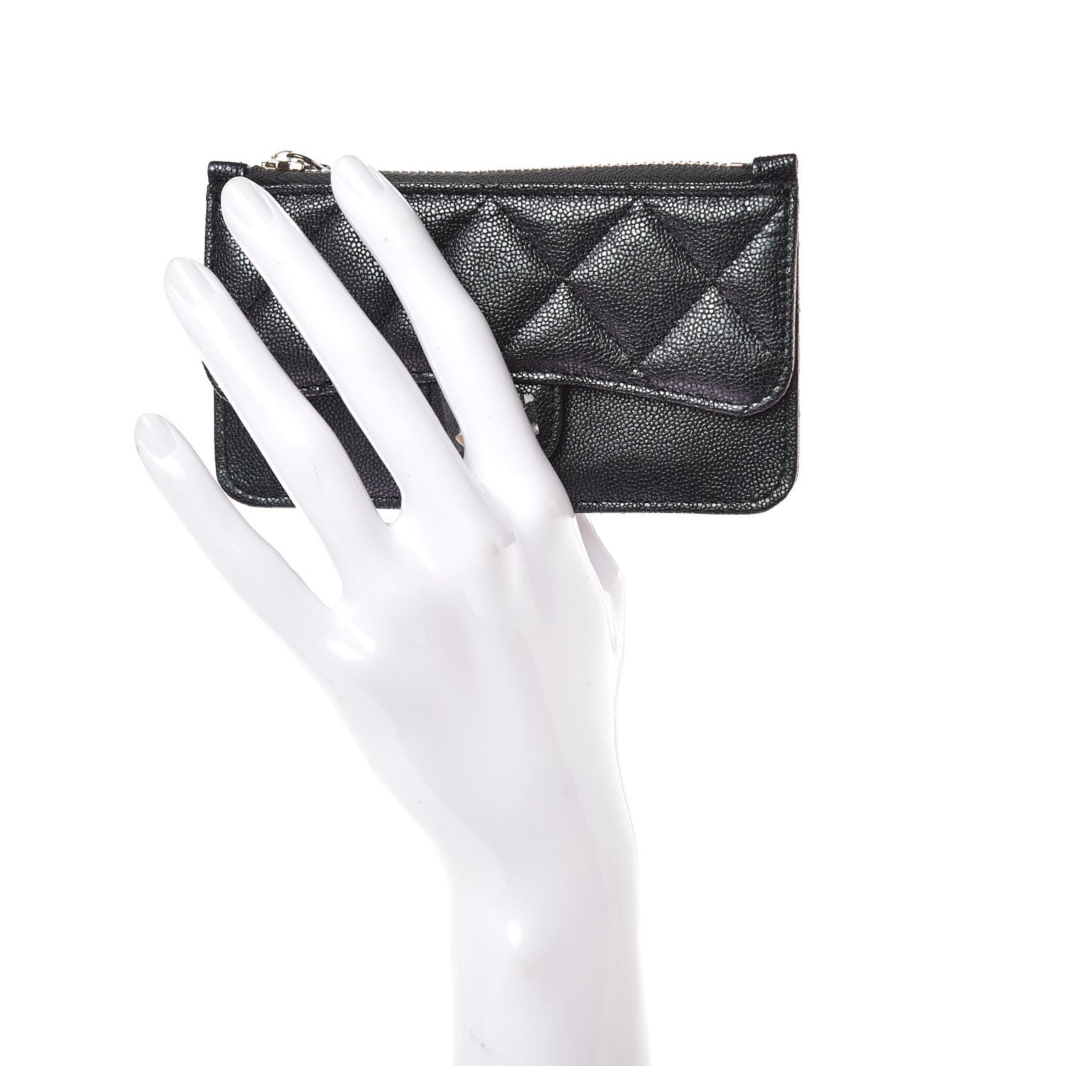 Chanel Iridescent Caviar Quilted Flap Zip Card Holder Black 2 of 8