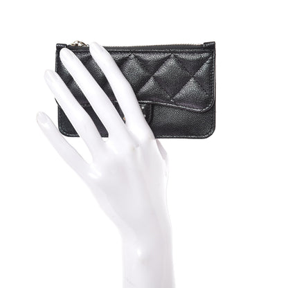 Chanel Iridescent Caviar Quilted Flap Zip Card Holder Black 2 of 8