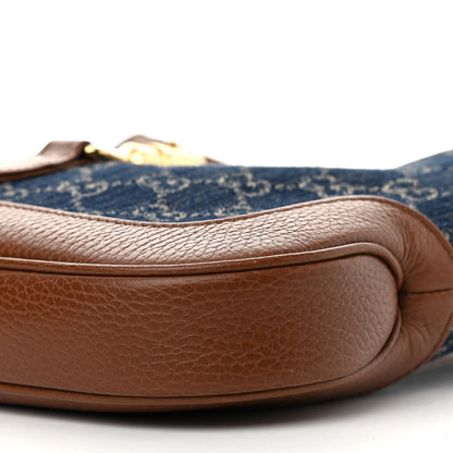 Gucci New Denim GG Monogram Calfskin Small Jackie 1961 Hobo Blue Tea Cuir 10 of 10