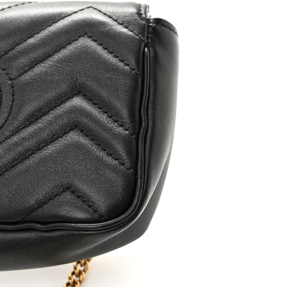 Gucci Calfskin Matelasse Super Mini GG Marmont Shoulder Bag Black 12 of 13