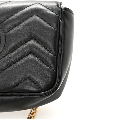 Gucci Calfskin Matelasse Super Mini GG Marmont Shoulder Bag Black 12 of 13