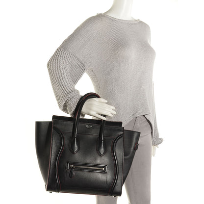 Celine Smooth Calfskin Mini Luggage Black Pink Trim 2 of 9