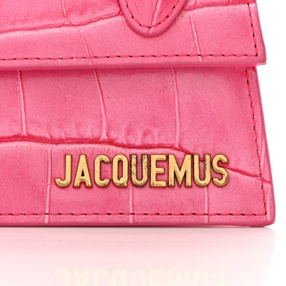 Jacquemus Calfskin Crocodile Embossed Le Chiquito Dark Pink 10 of 10