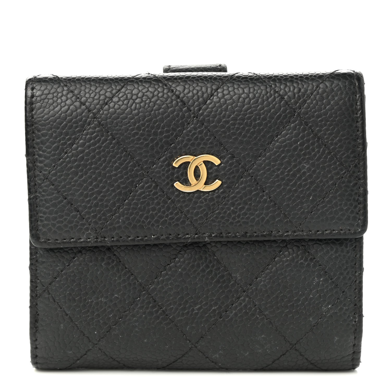 Chanel Caviar Quilted Compact French Flap Wallet Black 1 of 8