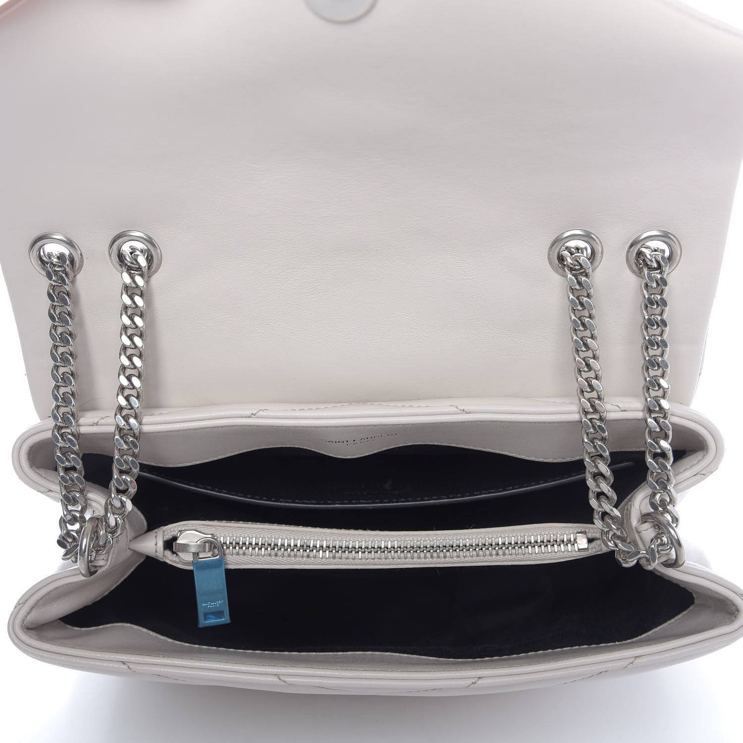 Saint Laurent Calfskin Y Quilted Monogram Small Loulou Chain Satchel Granite 6 of 11