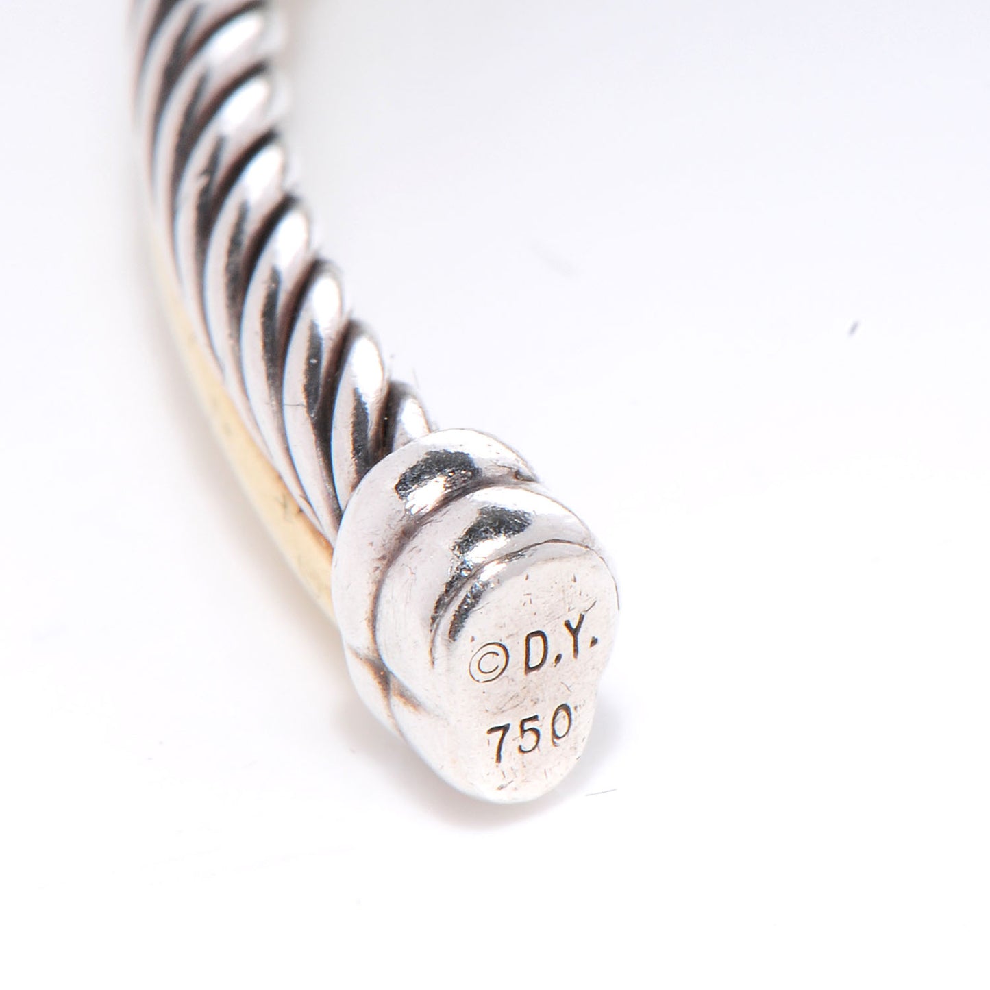 Sterling Silver 18K Yellow Gold 3mm Crossover Cuff Bracelet