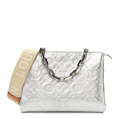 Louis Vuitton Metallic Lambskin Embossed Monogram Coussin BB Silver 1 of 12