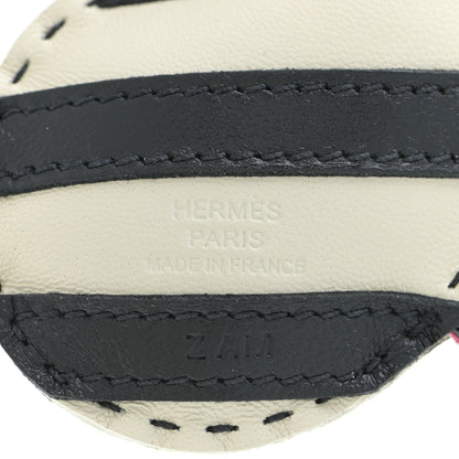 Hermes Milo Lambskin Geegee Savannah Bag Charm Craie Black Rose Mexico 6 of 6