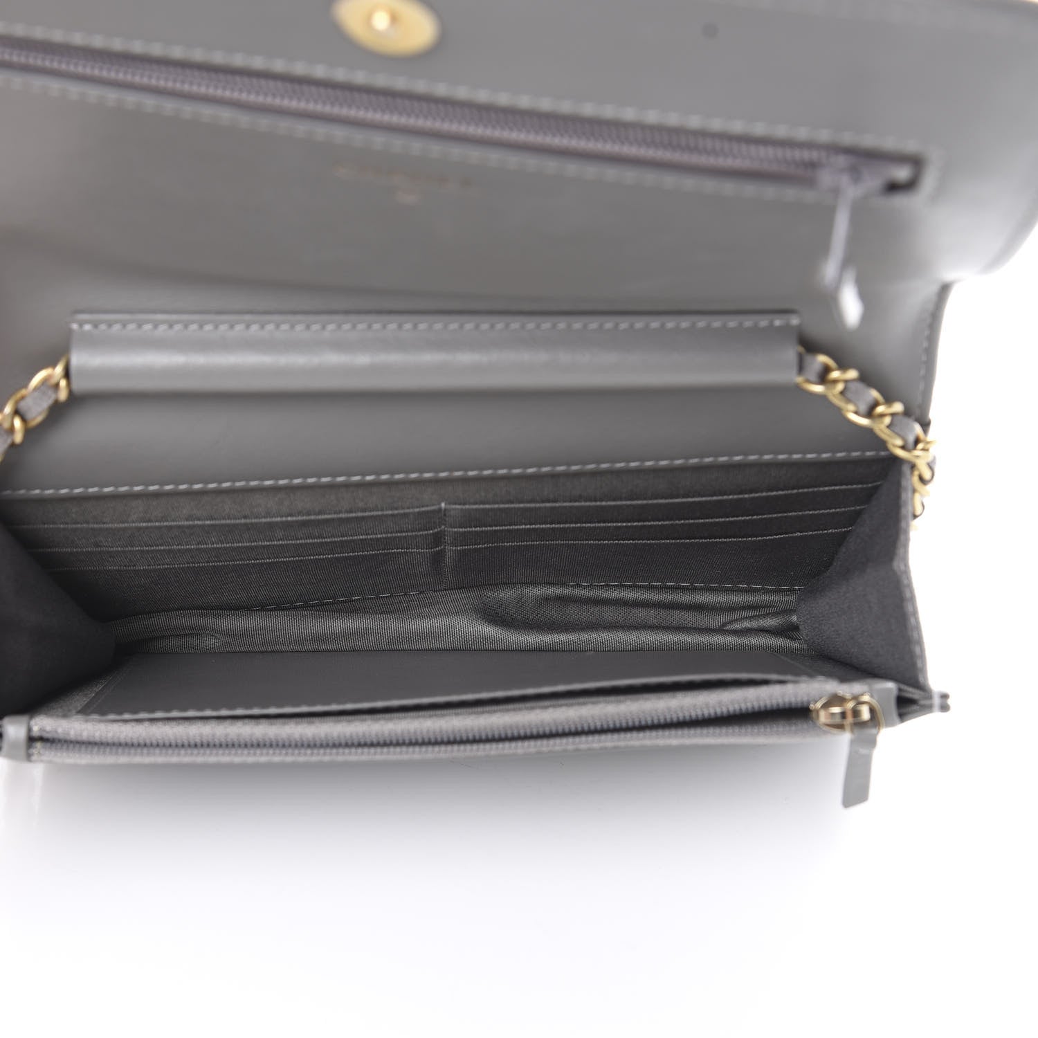 Chanel Caviar Quilted Boy Wallet On Chain WOC Grey 4 of 16