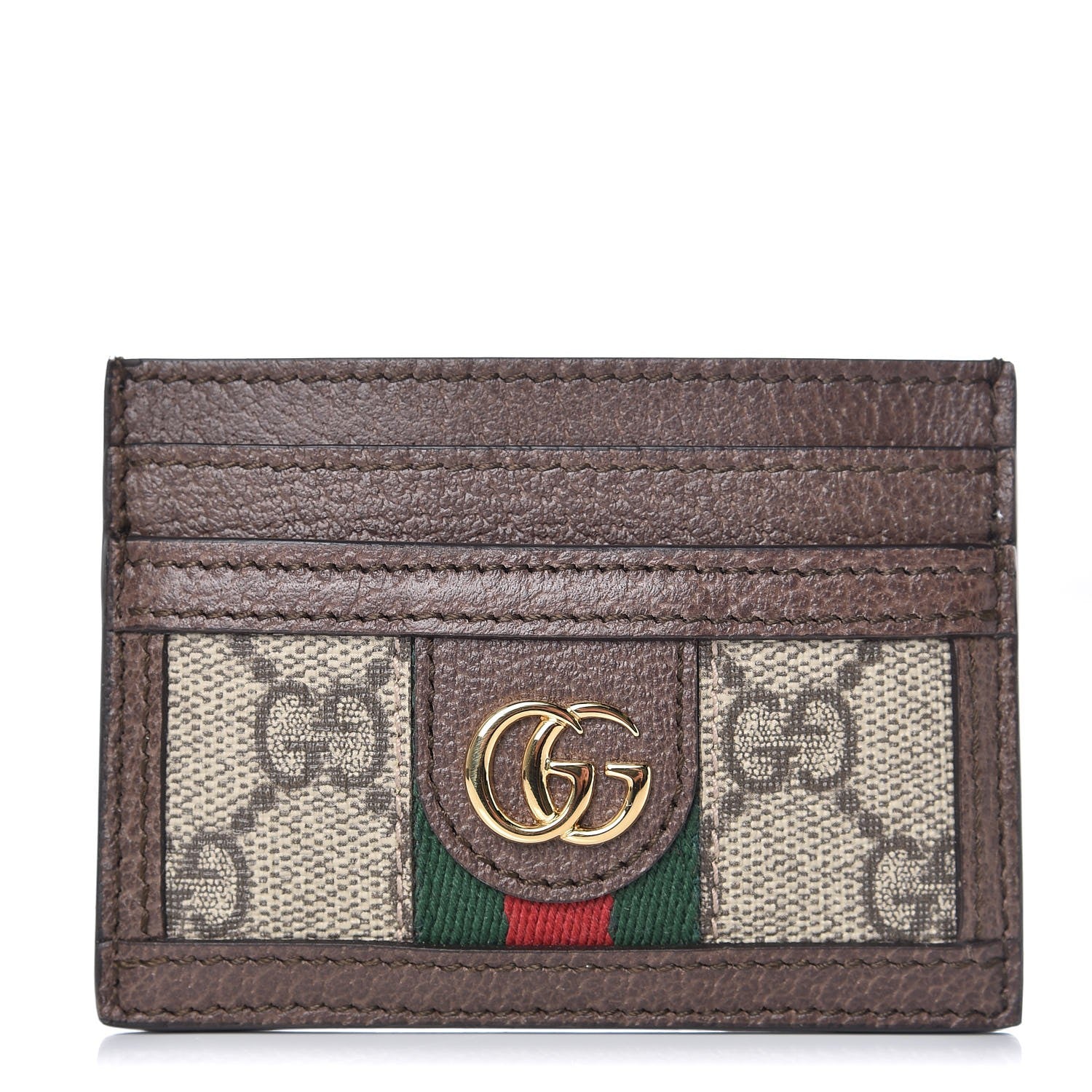 Gucci GG Supreme Monogram Ophidia Card Holder Brown 1 of 7