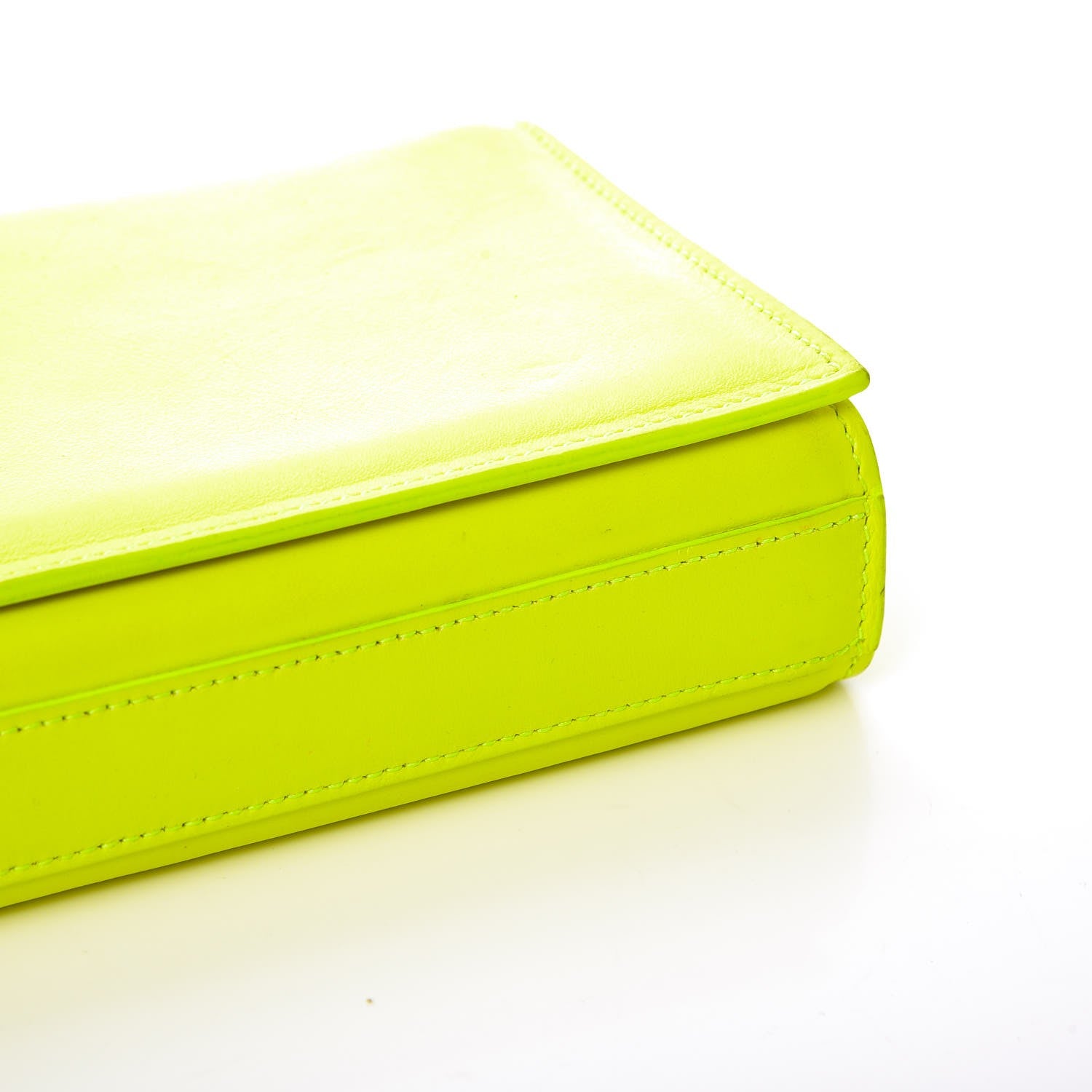 Saint Laurent Calfskin Classic Monogram Clutch Neon Yellow 13 of 15