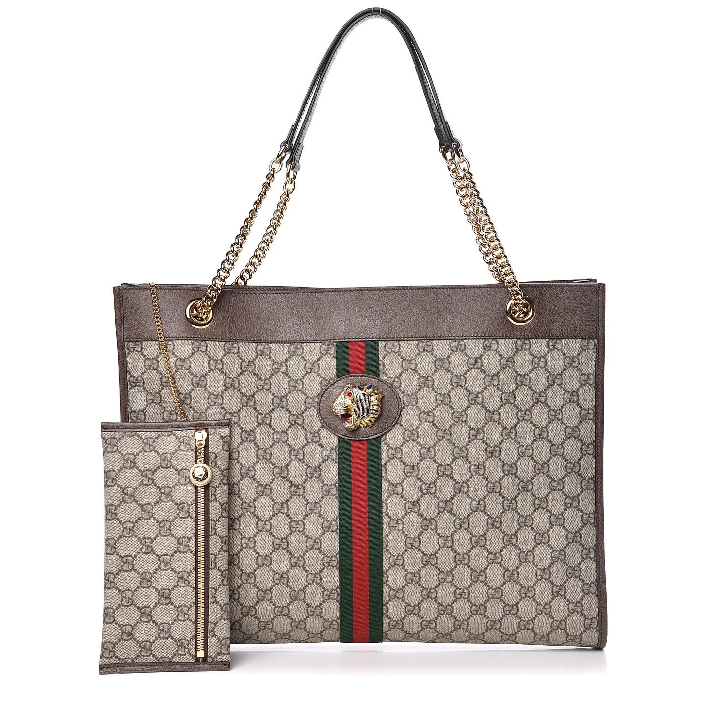 GG Supreme Monogram Large Rajah Chain Tote Beige New Acero