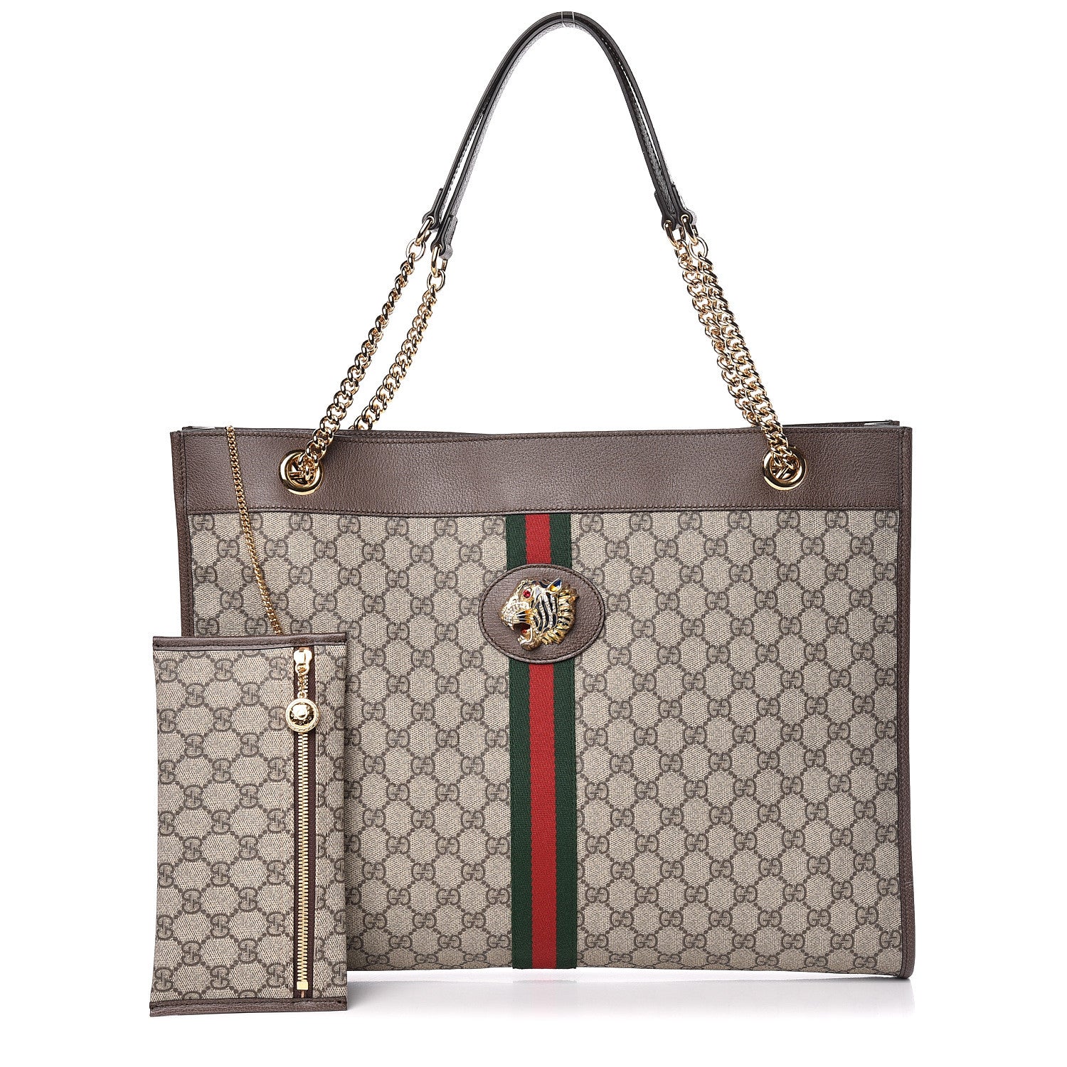 Gucci GG Supreme Monogram Large Rajah Chain Tote Beige New Acero 1 of 12