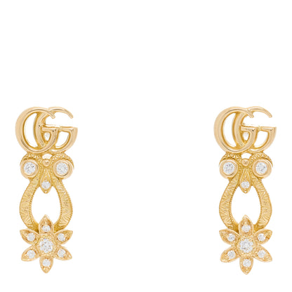 Gucci 18K Yellow Gold Diamond Flora Pave Earrings 1 of 3