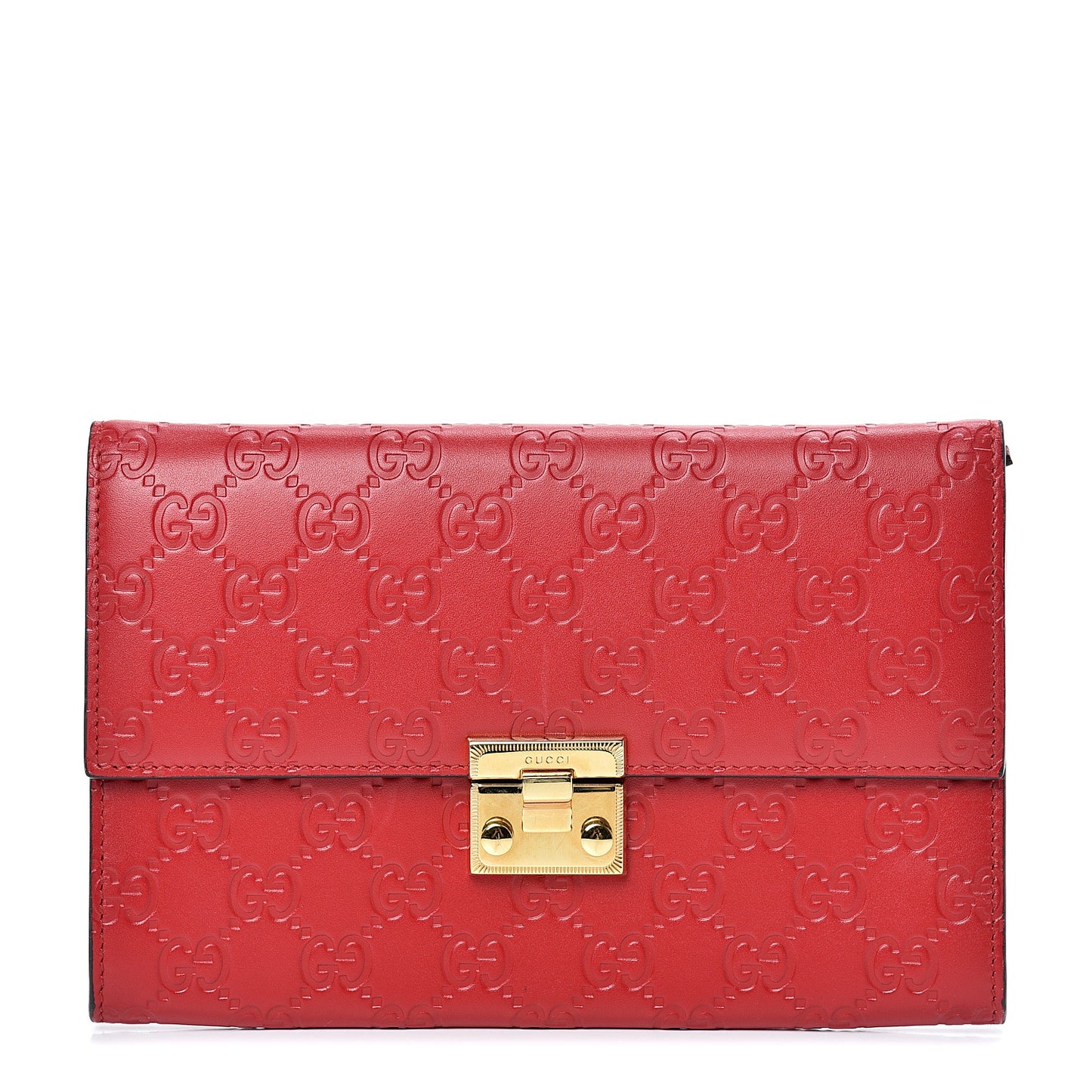 Guccissima Padlock Clutch Hibiscus Red