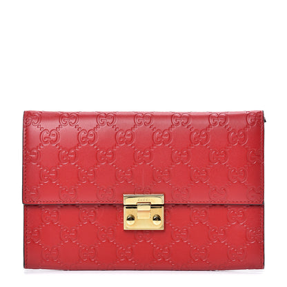 Gucci Guccissima Padlock Clutch Hibiscus Red 1 of 6