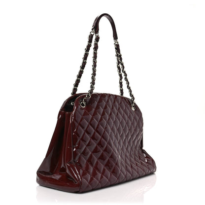 Chanel Patent Quilted Maxi Just Mademoiselle Bowling Bag Burgundy 3 of 8