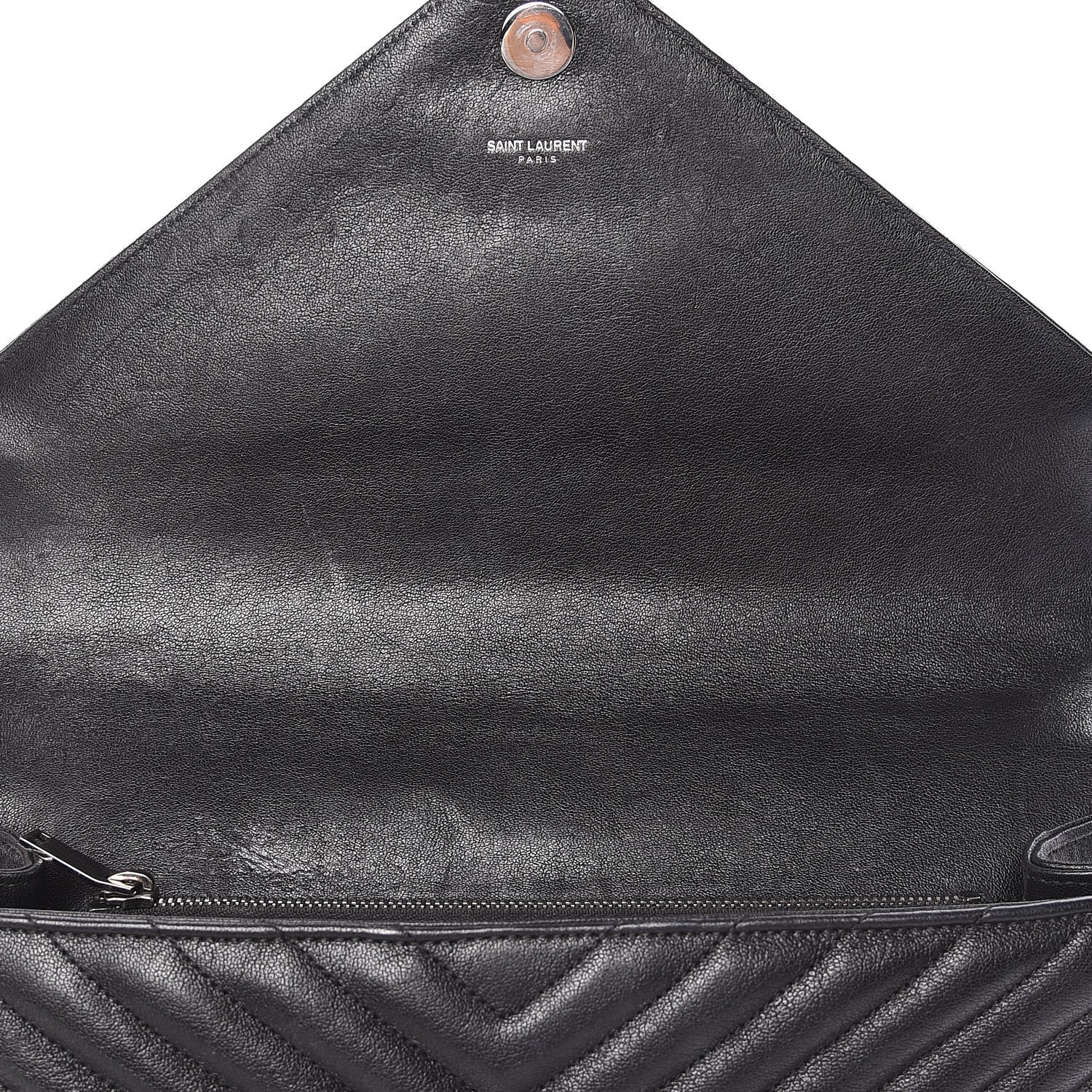 Saint Laurent Sheepskin Matelasse Chevron Monogram Large College Satchel Black 16 of 23