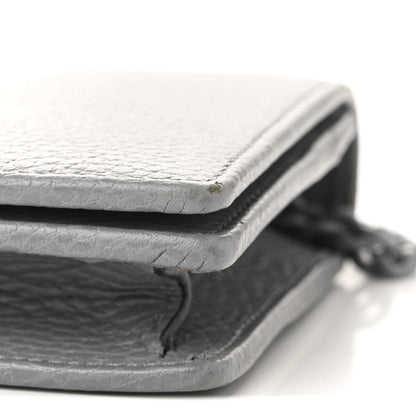 Gucci Dollar Calfskin Enamel Monochrome Mini GG Marmont Chain Wallet Deep Grey 9 of 10