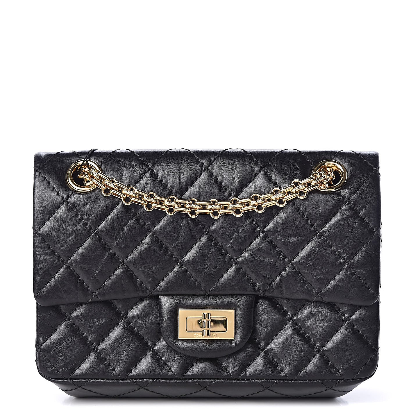 Aged Calfskin Quilted 2.55 Reissue Mini Flap Black
