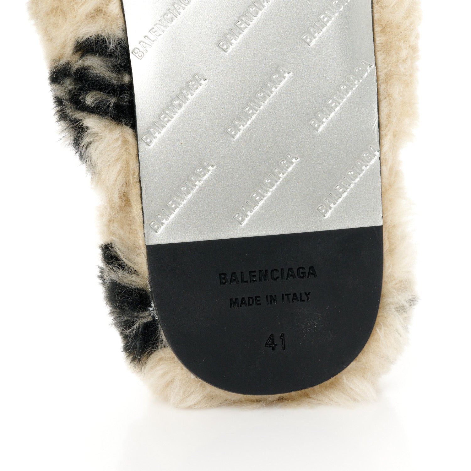 Balenciaga Faux Fur Allover Logo Teddy 5mm Mules 41 Beige Black 6 of 8