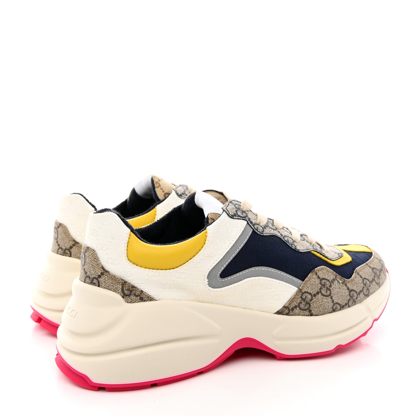GG Supreme Monogram Mix Monogram Mens Rhyton Sneakers 8.5 London Blue Beige Sun Yellow