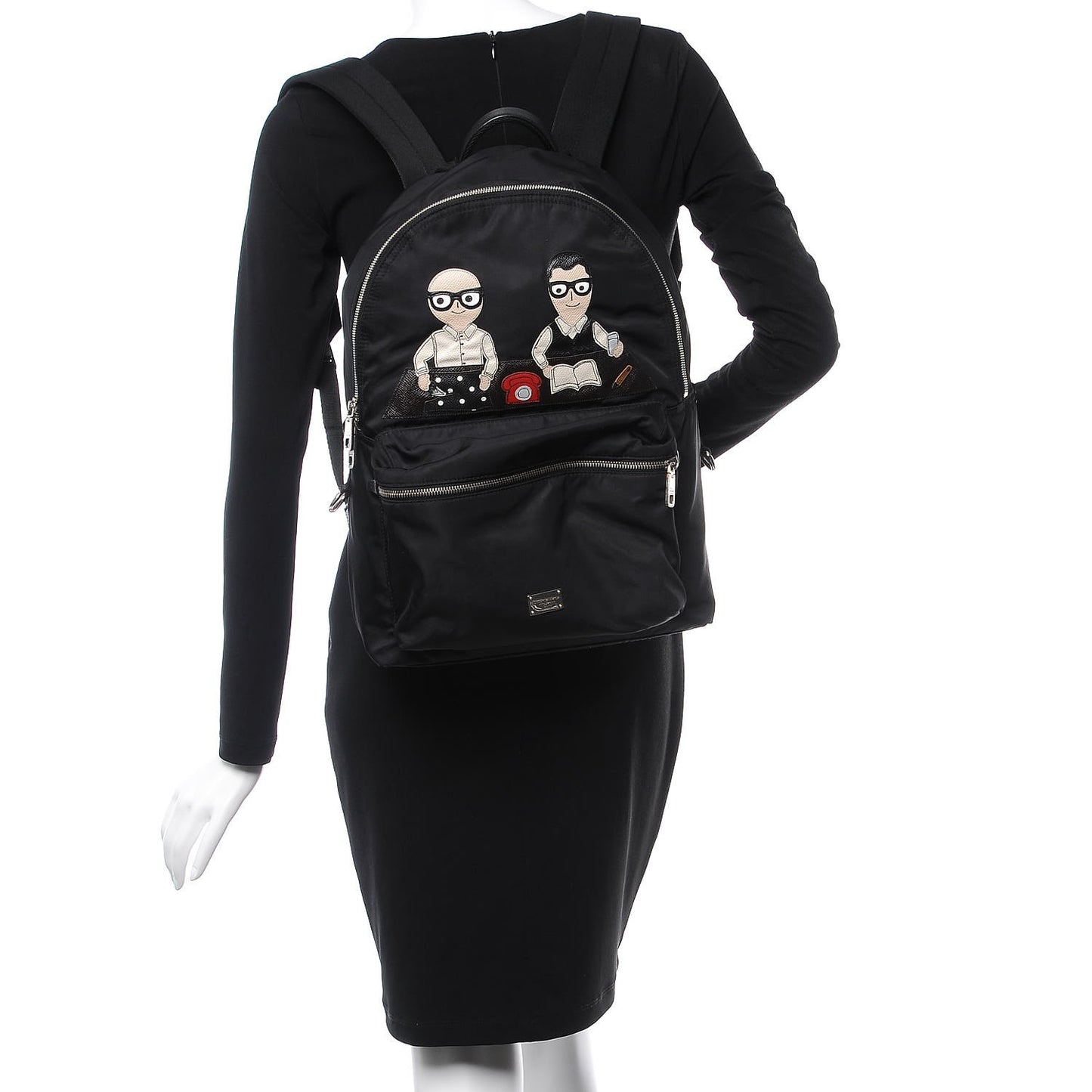 Nylon Family Patch Backpack Black