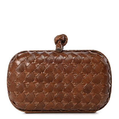 Bottega Veneta Ayers Grained Calfskin Intrecciato Knot Clutch Brown 1 of 11