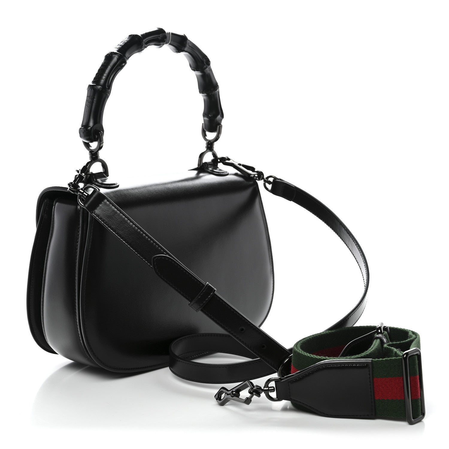Gucci Boarded Dyana Lux Calfskin Web Monochrome Medium Bamboo 1947 Top Handle Bag Black 4 of 12