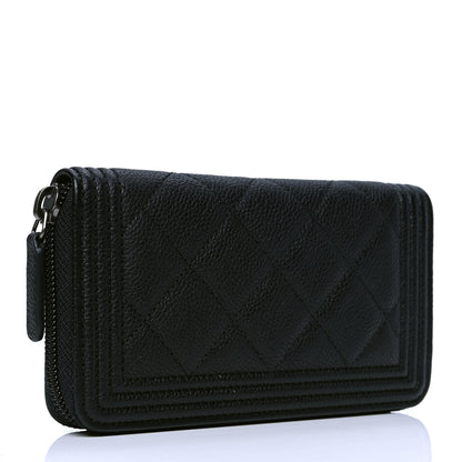 Chanel Caviar Quilted Small Boy Zip Around Wallet Black 2 of 4