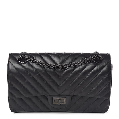 Chanel Aged Calfskin Chevron Quilted 2.55 Reissue 225 Flap So Black 1 of 11
