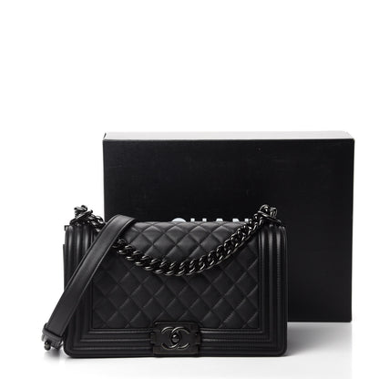 Chanel Calfskin Quilted Medium Boy Flap So Black 14 of 14