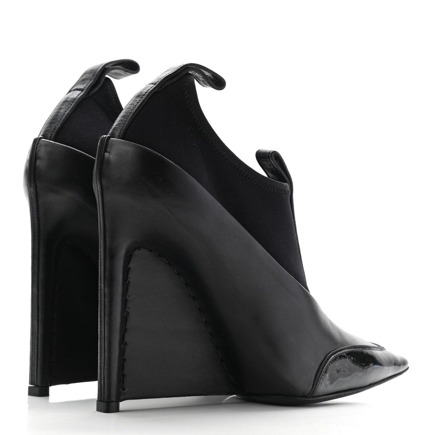 Balenciaga Neoprene Patent Calfskin Scuba Wedge Ankle Boots 38.5 Black 4 of 10