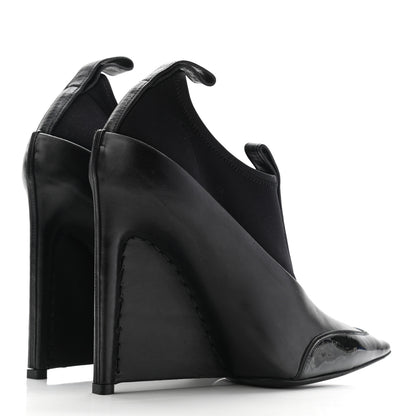 Balenciaga Neoprene Patent Calfskin Scuba Wedge Ankle Boots 38.5 Black 4 of 10