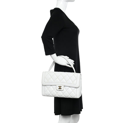 Chanel Calfskin Quilted Wild Stitch Large Flap White 2 of 10