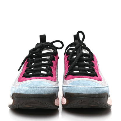 Chanel Fabric Suede CC Sneakers 38 Light Grey Light Blue Fuchsia 2 of 8