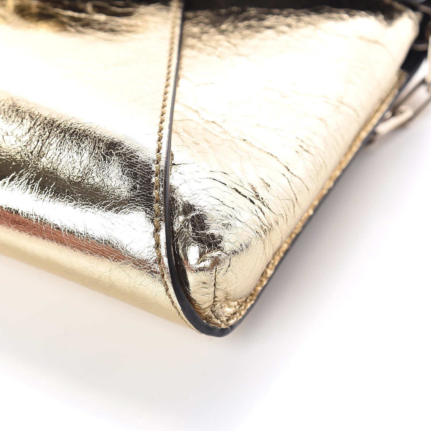 Valentino Garavani Metallic Wrinkled Lambskin V Rivet Chain Clutch Mekong 8 of 8